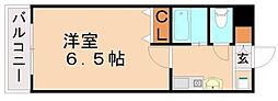 ロイヤルコート産業医大前 1Kの間取図画像