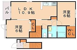 ミニヨンA 2LDKの間取図画像