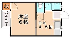 マークハイツ光明A 1Kの間取図画像