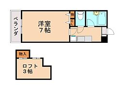 コンドミニアム医生ヶ丘1 1Kの間取図画像