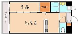 ギャラン陣原 1LDKの間取図画像