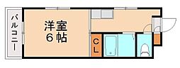 ブライト・ハート 1Kの間取図画像
