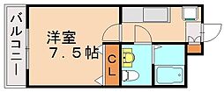 ヴィラアカデミア 1Kの間取図画像
