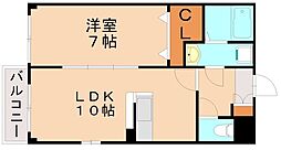 ランドコア田町 1LDKの間取図画像