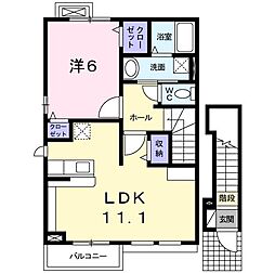 パストラーレ今古賀3 1LDKの間取図画像