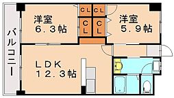 エクセレント本城 2LDKの間取図画像