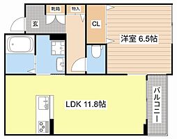 シャーメゾン ピュアワン 1LDKの間取図画像