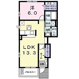 ルガル・ボニート2 1LDKの間取図画像
