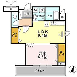 ペルーラ 1LDKの間取図画像