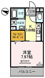 ベルエール地福寺 1Kの間取図画像
