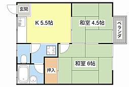 奥村ハイツ2 2DKの間取図画像