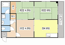 レイクサイド桜宮 3DKの間取図画像