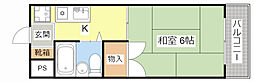 サンハイツ峯 1Kの間取図画像