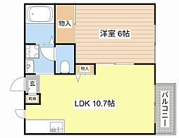 キャロットハウス 1LDKの間取図画像