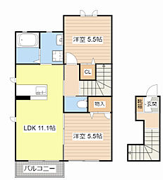 メゾンドルミエール 2LDKの間取図画像