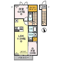 コットンハウス5 2LDKの間取図画像