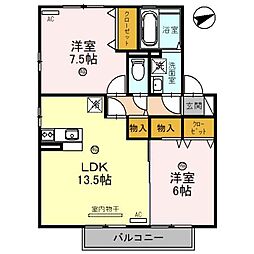 リビングタウン湖都ヶ丘2B 2LDKの間取図画像