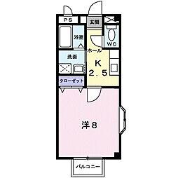 ヴィルクラージュ 1Kの間取図画像