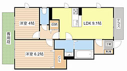 プレジール堅田A 2LDKの間取図画像