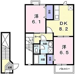 アウローラA 2DKの間取図画像