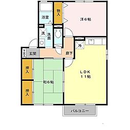 コーポはおりやB 2LDKの間取図画像
