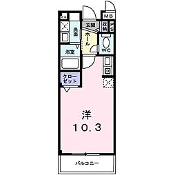 フィールドロード2 1Kの間取図画像