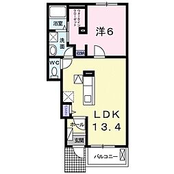 COCO新城 1LDKの間取図画像