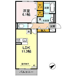 シャーロットミナクチA 1LDKの間取図画像