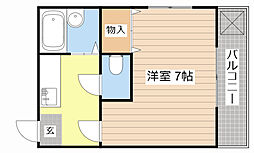 佃コーポ2 1Kの間取図画像