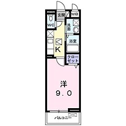 アミティハイツ1 1Kの間取図画像