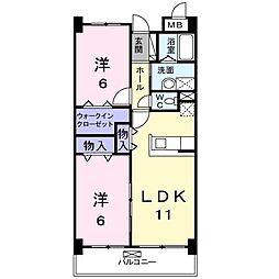 エストヴィラージュ 2LDKの間取図画像