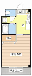 メルベーユ伊勢 1Kの間取図画像
