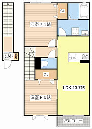 コートびわ 2LDKの間取図画像