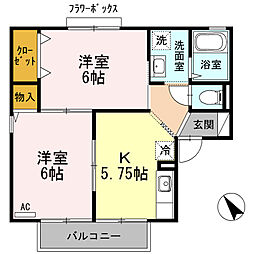サニーコートA 2Kの間取図画像