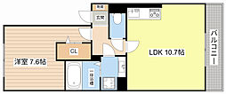 クレメント五個荘 1LDKの間取図画像