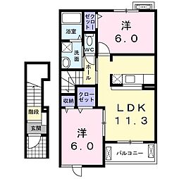 エトワール・フィラントB 2LDKの間取図画像