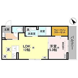 D-ROOM後三条 1LDKの間取図画像