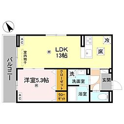 D-ROOM後三条 1LDKの間取図画像