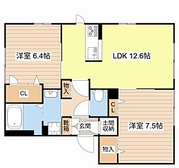 アンティーク・R 2LDKの間取図画像