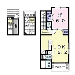 リバーサイド下田 1LDKの間取図画像
