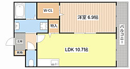 アースマーシマンション2 1LDKの間取図画像