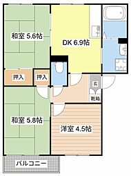 シャロムB 3DKの間取図画像