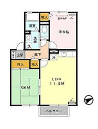 ラ・グージュB 2LDKの間取図画像
