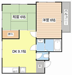 S・K南彦根 2DKの間取図画像