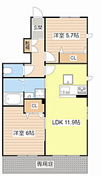 シャーメゾンサマーフィールド 2LDKの間取図画像