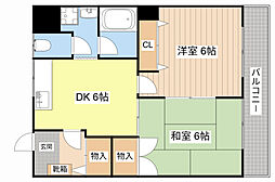 十一屋DOA 2DKの間取図画像