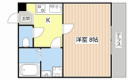 ヴィクトリーIII 1階1Kの間取り