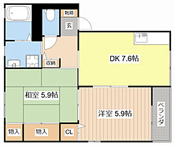 シャルマンドミールB 2DKの間取図画像