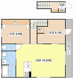 ゼフィールV 2LDKの間取図画像