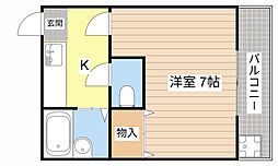 佃コーポ2 1Kの間取図画像